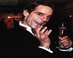Jeremy Irons consuming alcohol